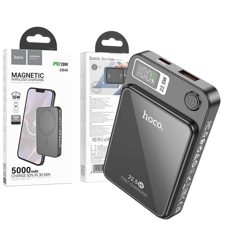 Hoco DB40 Astra Magsafe Wireless Charging Power Bank 5000mAh Black