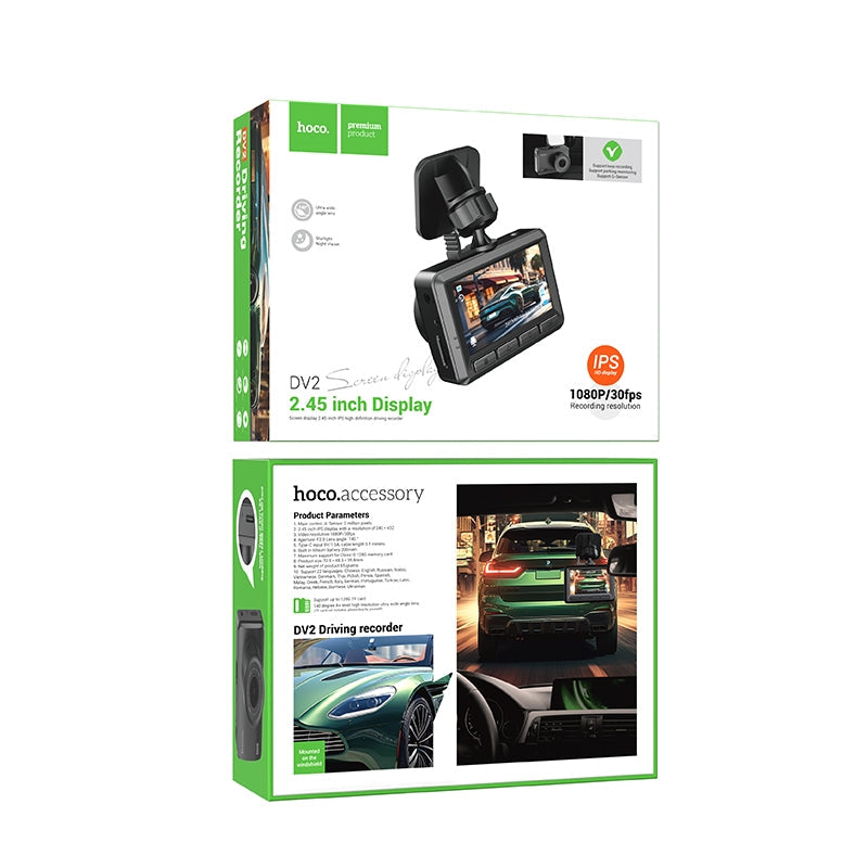 Hoco DV2 Driving Record With Screen Dash Camera Black