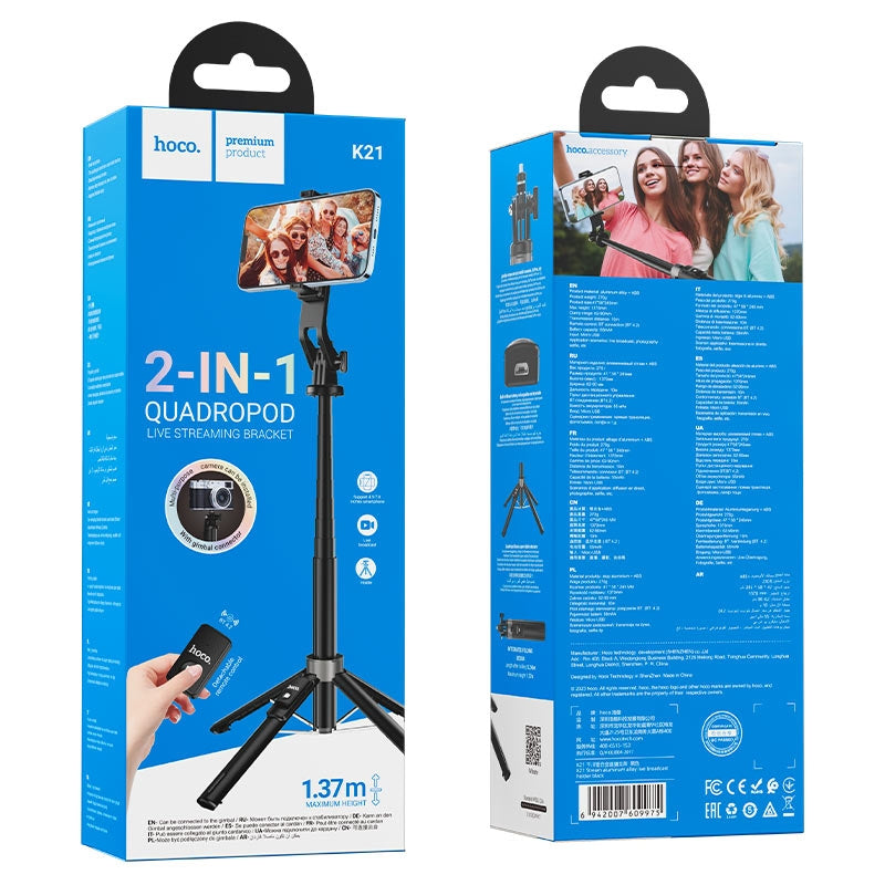 Hoco K21 Stream Aluminum Alloy Live Phone And Camera Broadcast Holder Black