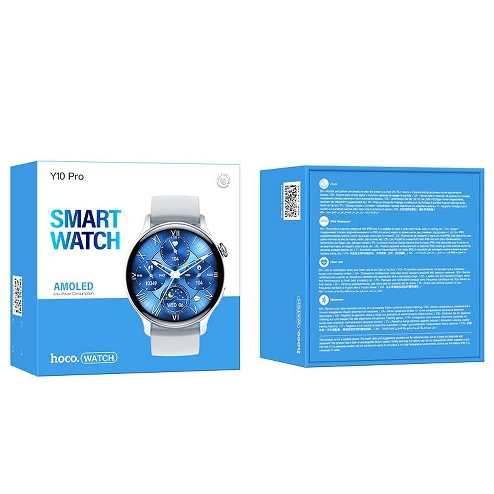 Hoco Y10 Pro AMOLED 1.3 inch Smart Sport Watch Call Version Silver-www.firsthelptech.ie