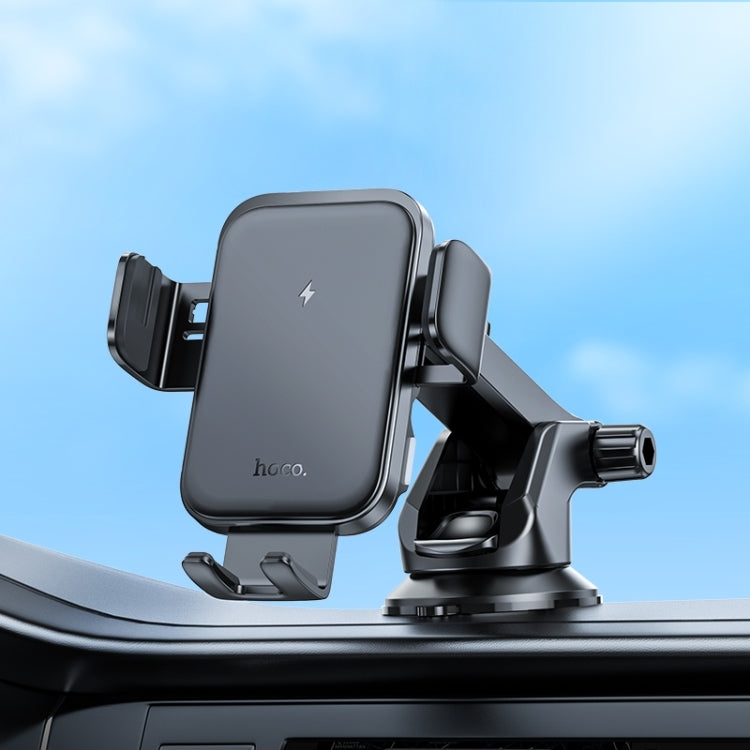 Hoco HW11 Center Console Three-axis Linkage Wireless Fast Charging Car Holder Black-www.firsthelptech.ie