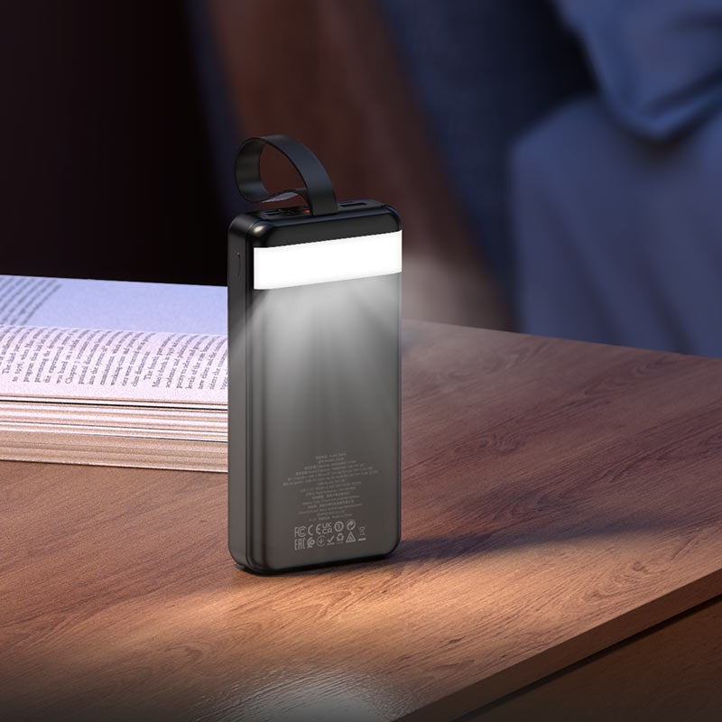 Hoco J123B 3 USB & Type-C Output PowerBank with Torch Light 22.5W+PD20W 30000mAh Black