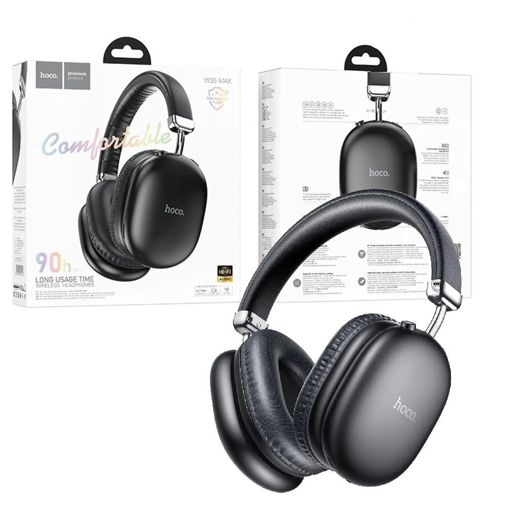 Hoco W35 MAX 90h Wireless BT Built-in MP3 Headphone Black-www.firsthelptech.ie
