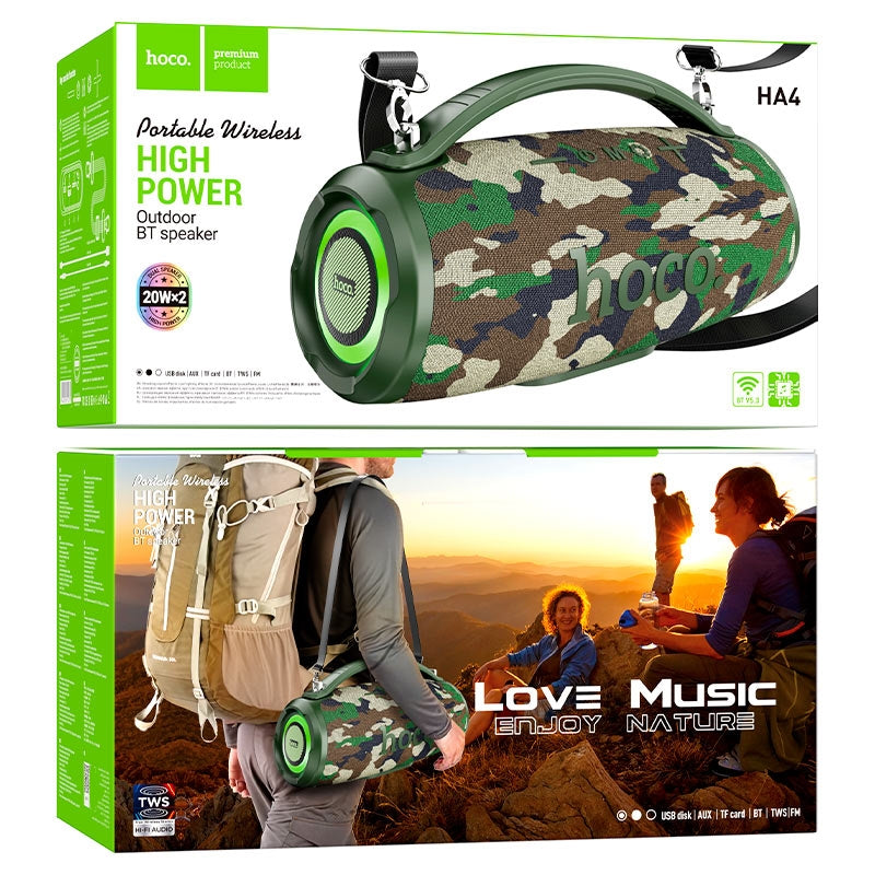 Hoco HA4 Outdoor Heavy Portable Boom Box 40W Green Camo-www.firsthelptech.ie