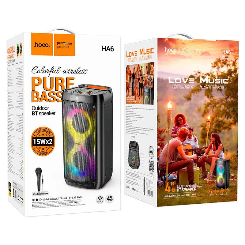 Hoco HA6 Danny Outdoor Karaoke BT Speaker 30W Black