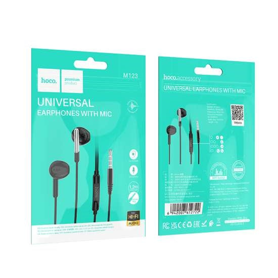 Hoco M123 Glory Universal 3.5mm Digital Audio Earphones with Mic Black