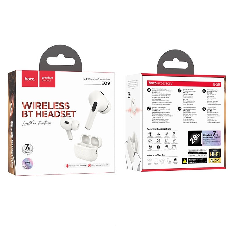 Hoco EQ9 Duke Pro True Wireless BT Headset White-www.firsthelptech.ie