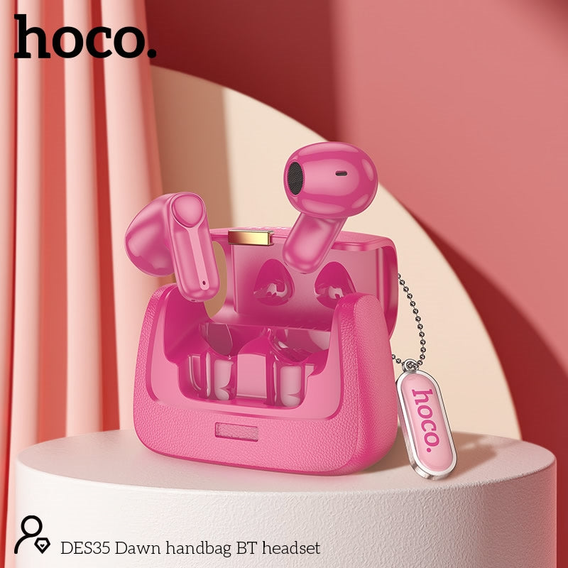 Hoco DES35 Dawn Handbag Metal Landyard BT Headset Pink