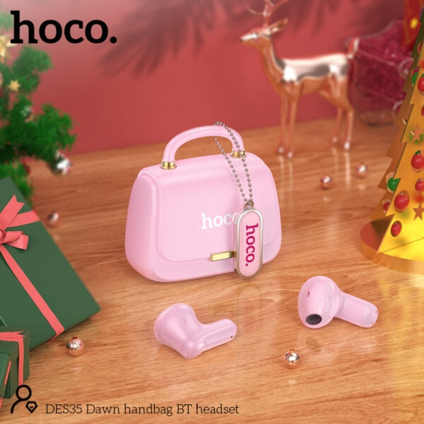 Hoco DES35 Dawn Handbag Metal Landyard BT Headset Pink