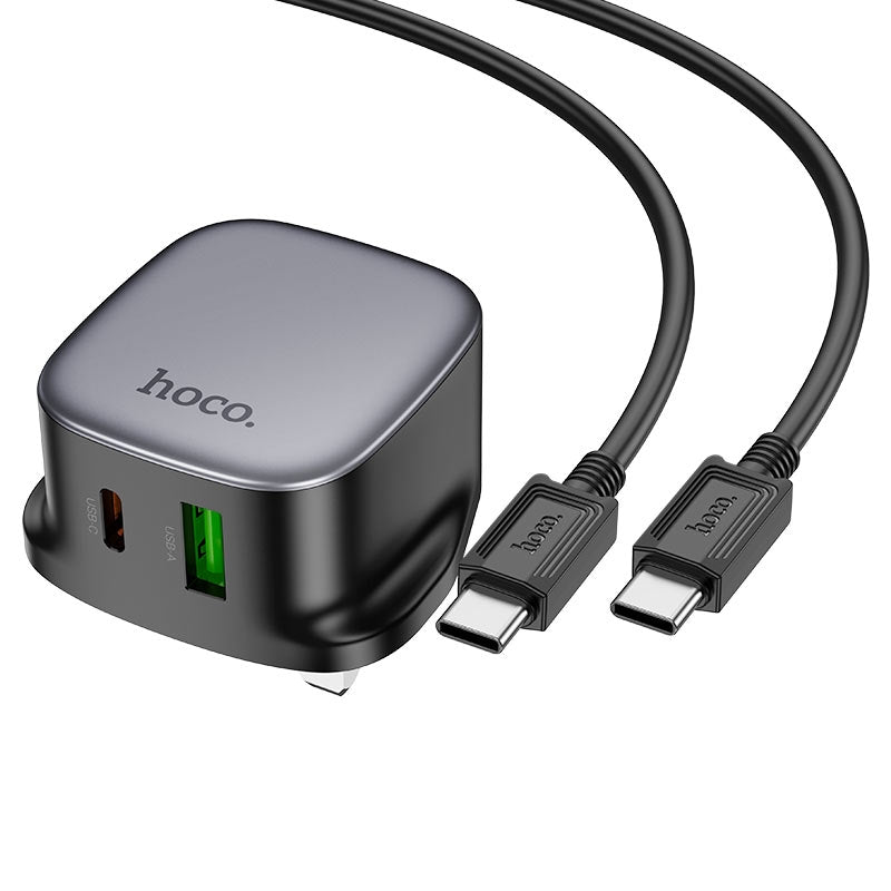 Hoco CS32B PD20W+QC3.0 Charger Set Dual Port C to C Black-www.firsthelptech.ie