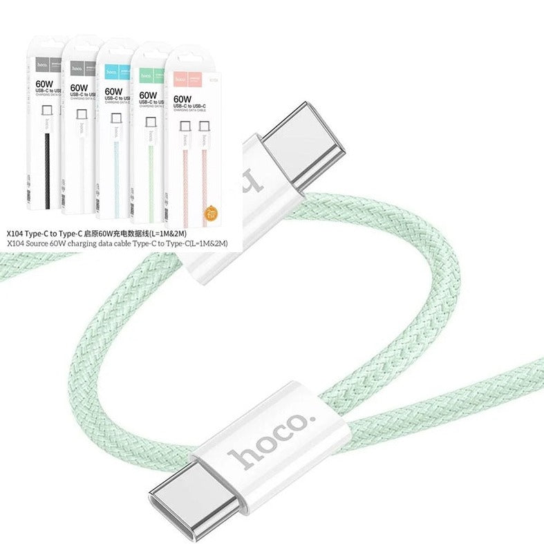 Hoco X104 Source 60W Charging Data Cable Type-C to Type-C L=1M Green-www.firsthelptech.ie