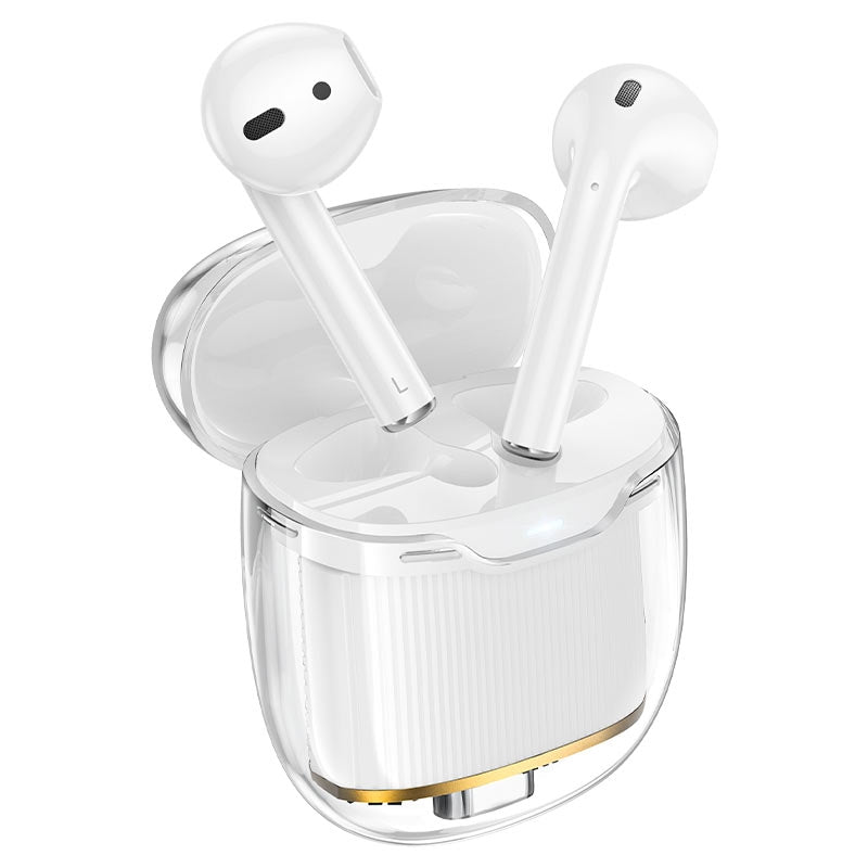 Hoco EW52 Lilly Crystal Transparent True Wireless BT Headset White-www.firsthelptech.ie