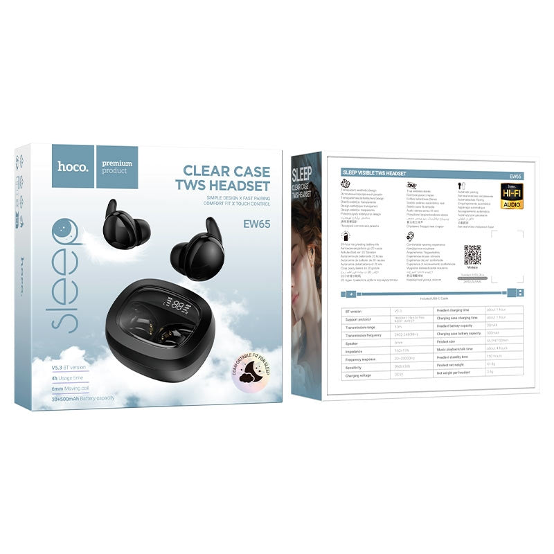 Hoco EW65 Shadow True Wireless Sleep BT Headset Black