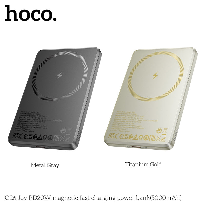 Hoco Q26 Joy PD20W Magnetic Magsafe Fast Charging Power Bank 5000mAh Gold