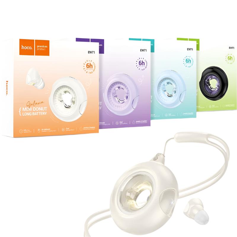 HOCO EW71 Circular Silicone Cord TWS Sports Earbuds White