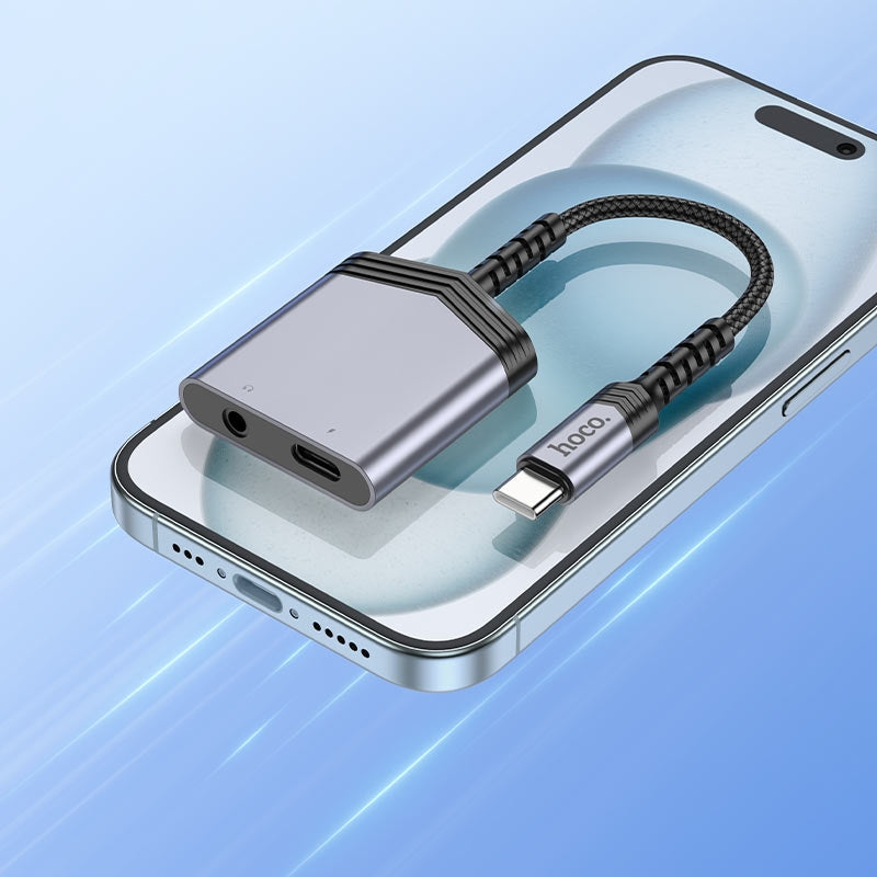 Hoco LS39 Type-C To Type-C+3.5mm Digital Audio Converter Metal Gray