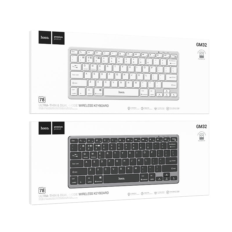 Hoco GM32 Wisdom Ultra Slim Wireless Dual-Mode BT Keyboard Black