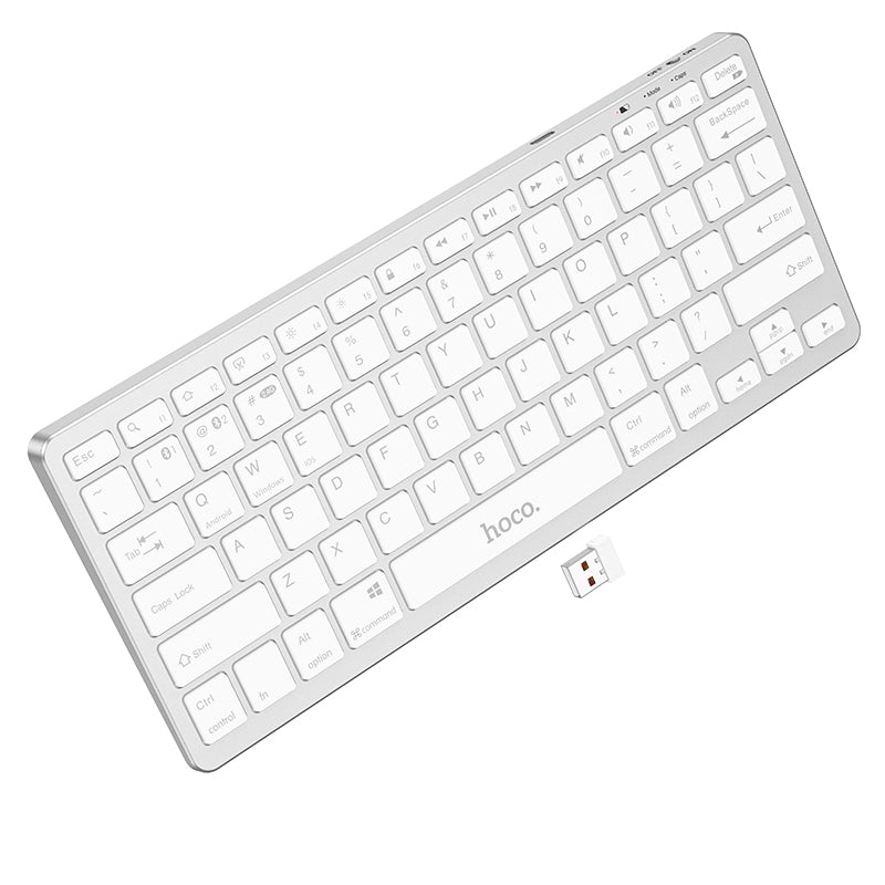 Hoco GM32 Wisdom Ultra Slim Wireless Dual-Mode BT Keyboard Silver / White