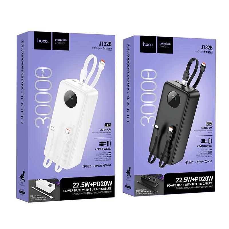 Hoco J132B Sabio 22.5W+PD20W Fully Compatible Power Bank with 3 Cables 30000mAh Black