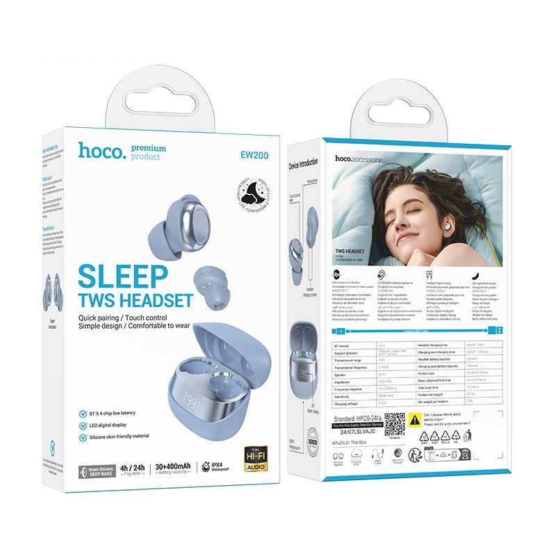 Hoco EW200 Elegant True Wireless Sleep BT Headset Blue