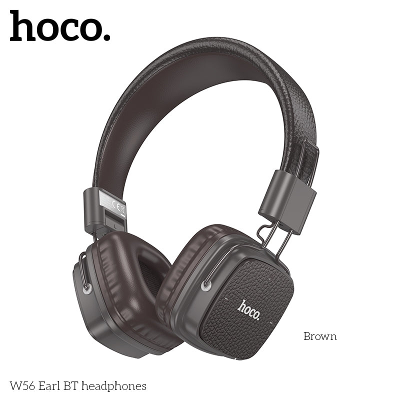 Hoco W56 Earl Leather Texture Foldable BT Headphones Brown