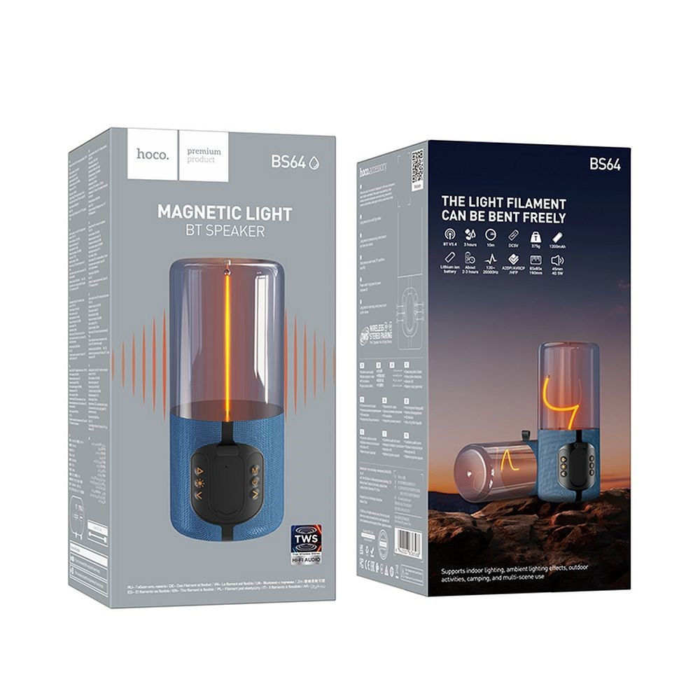 Hoco BS64 Magnetic Free Bent Light BT Speaker Blue