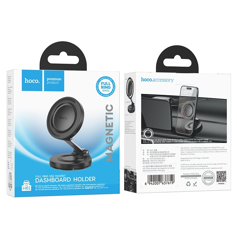 Hoco H61 Show Folding Dash Board Ring Magnetic Car Holder Black