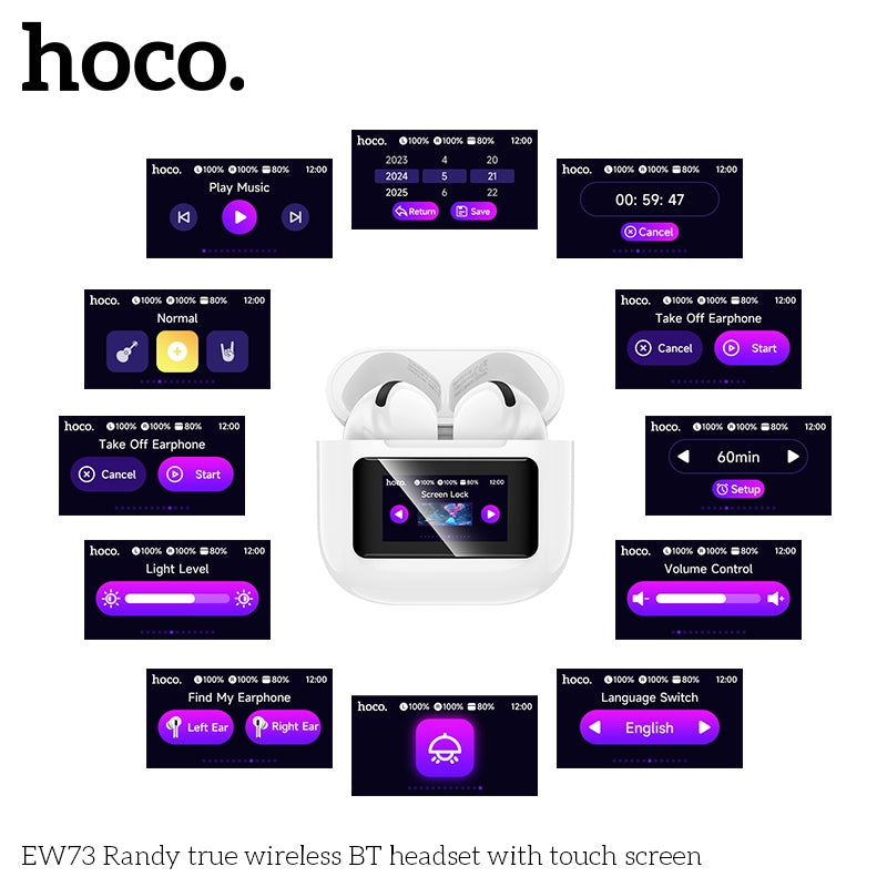 Hoco EW73 Touch Screen True wireless BT Headset White