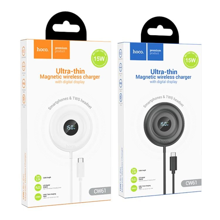 Hoco CW61 Phantom Magnetic Wireless Fast Charger With Digital Display Black