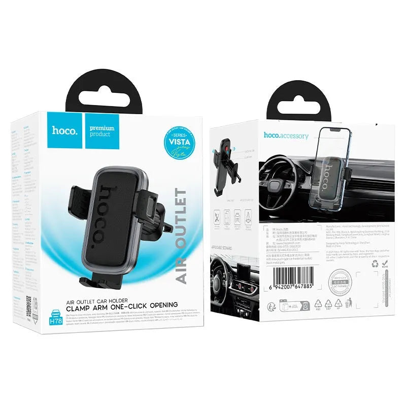 Hoco H78 One Click Open Air Vent Car Holder Black