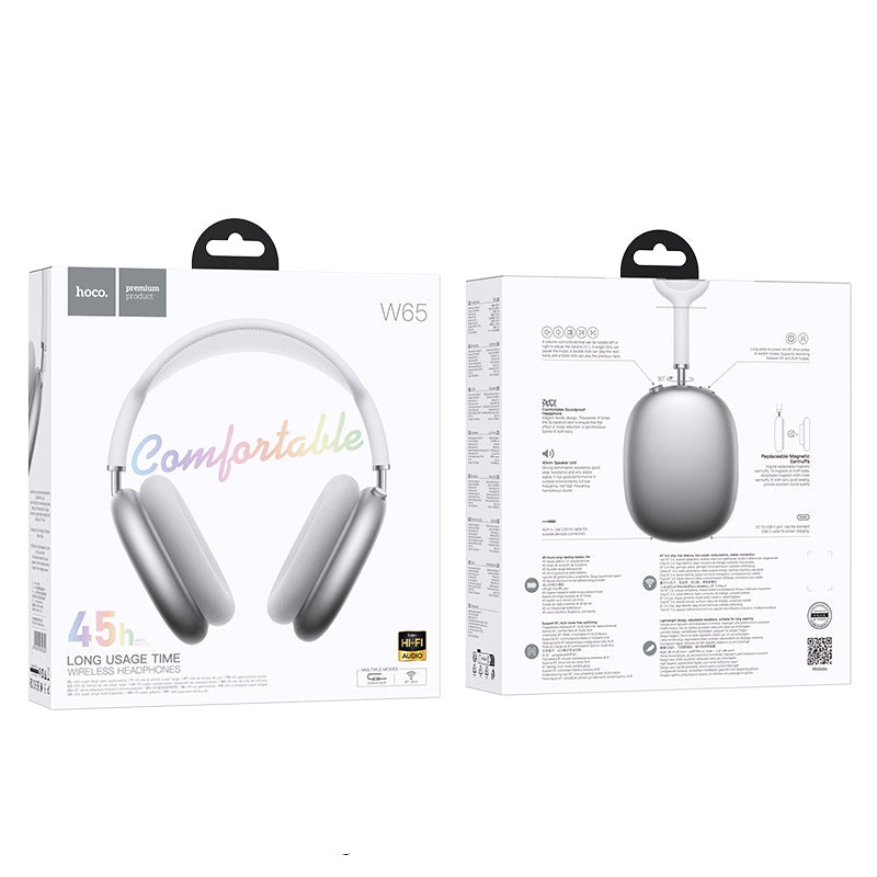 Hoco W65 Happy 45H Over The Ear BT Headphones Silver