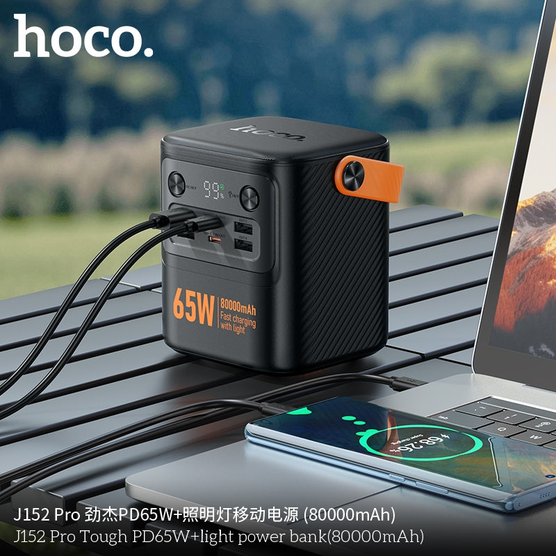 Hoco J152 Pro 6 OutPut Light Weight Power Bank 80000mAh PD65W Black