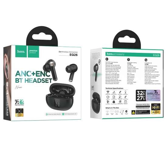 Hoco EQ26 True Wireless ANC+ENC BT Headset Black