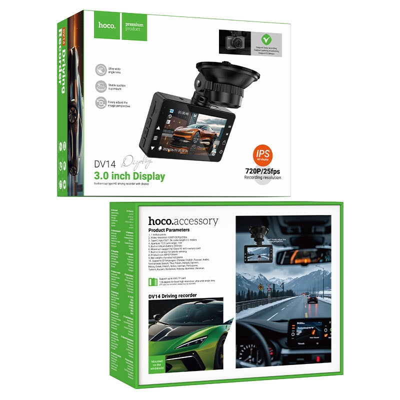 Hoco DV14 3-inch Screen Display Driving Recorder 720P Gray