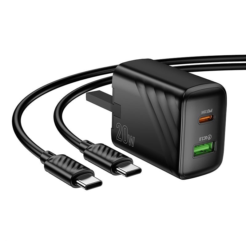 Hoco CS25B Dual Port PD20W+QC3.0 Charger Set C To C