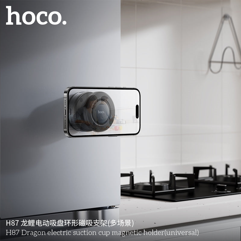 Hoco H87 Trending Dragon Electric Suction Cup Magnetic Holder Metal Gray