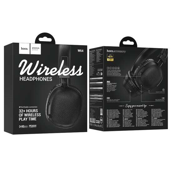 Hoco W64 Earl Leather Texture 32Hr BT Headphone Black