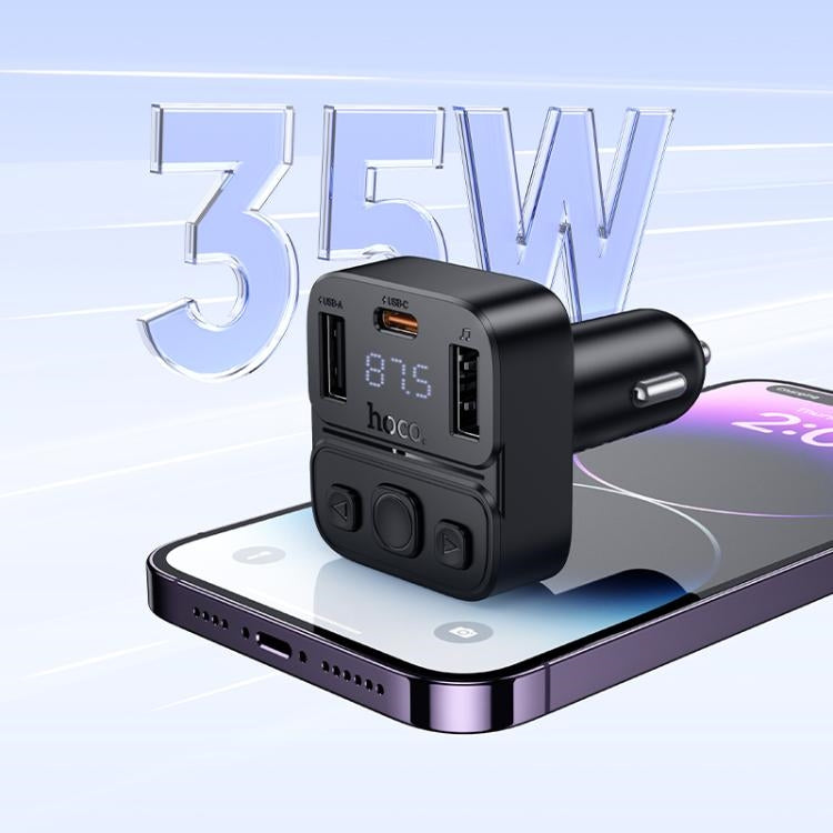 Hoco E87 Delta 35W 2A & 1C Car BT FM Transmitter Black