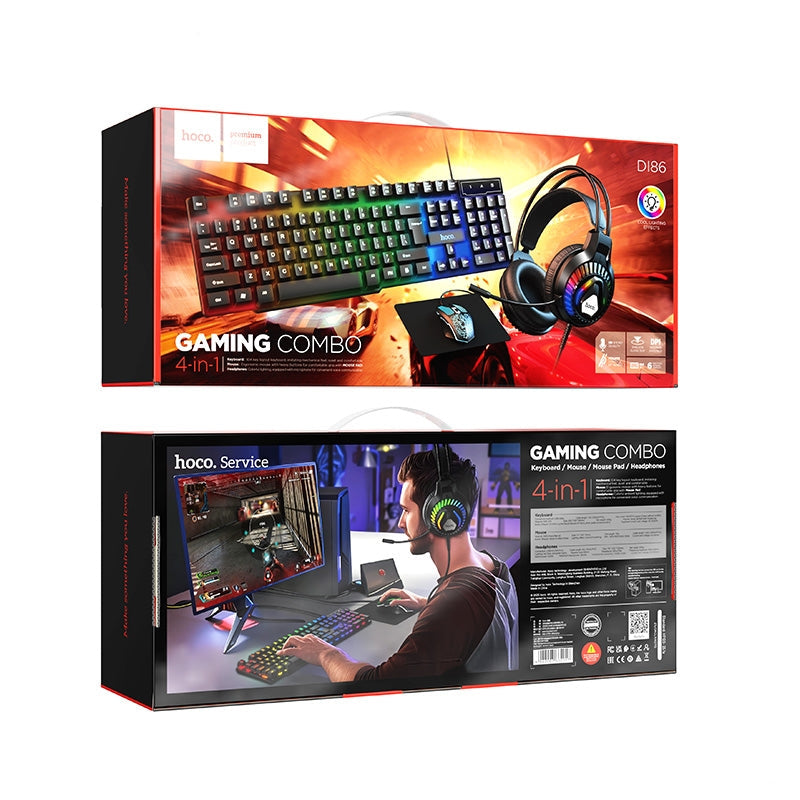 Hoco DI86 Handsome Luminous 4 In 1 Gaming Combo Black