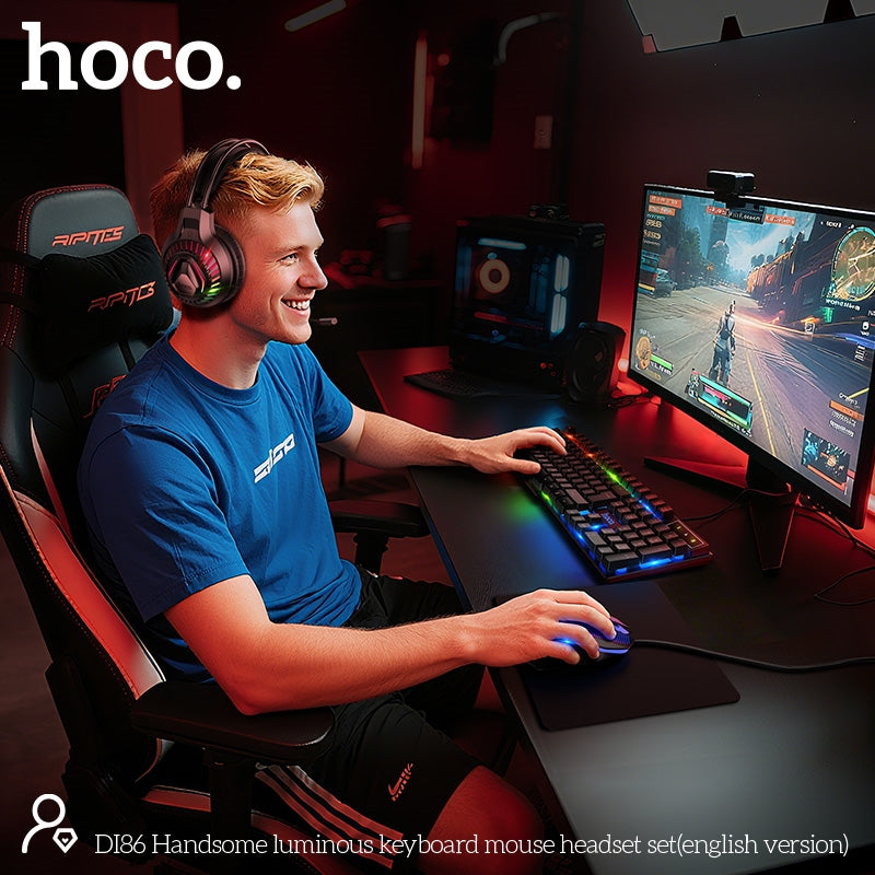 Hoco DI86 Handsome Luminous 4 In 1 Gaming Combo Black