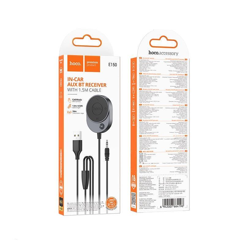 Hoco E150 Path Car AUX BT Receiver With Cable Gray