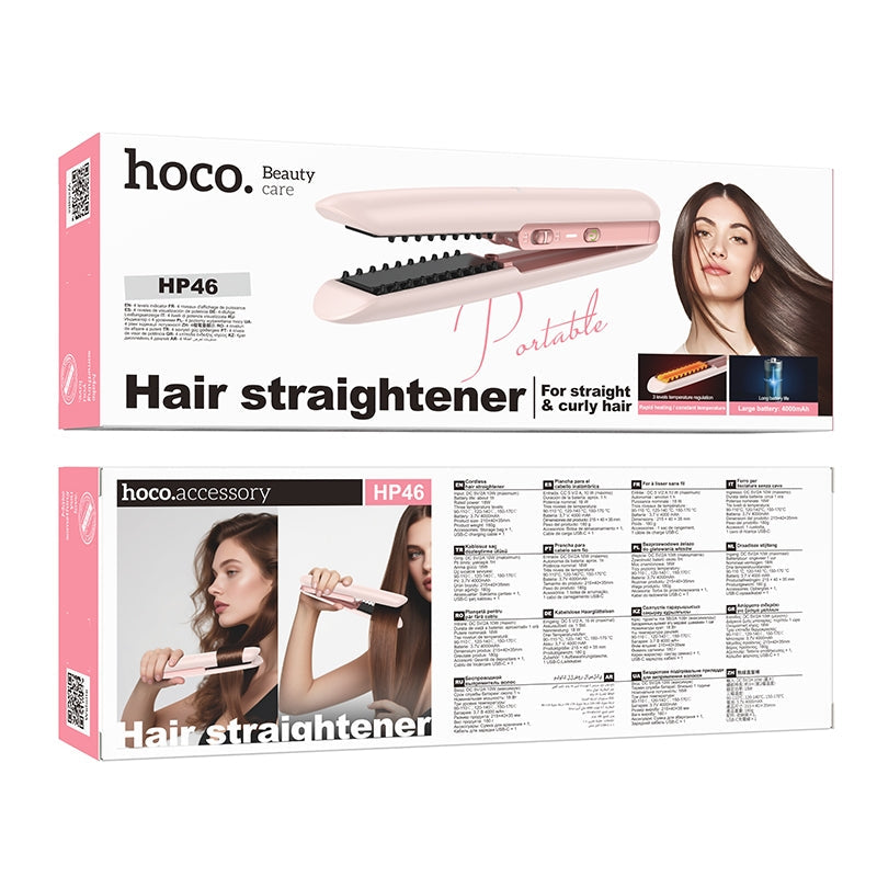 Hoco HP46 Explicit Portable Electric Hair Straightener Pink