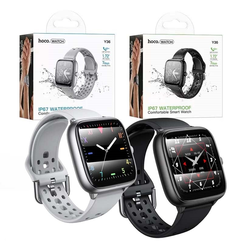 Hoco Y36 IP67 Comfort Square Smart Watch Call Version Black