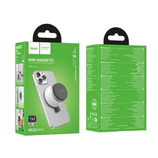 Hoco HC43 Mini Magnetic BT Speaker & Phone Holder White