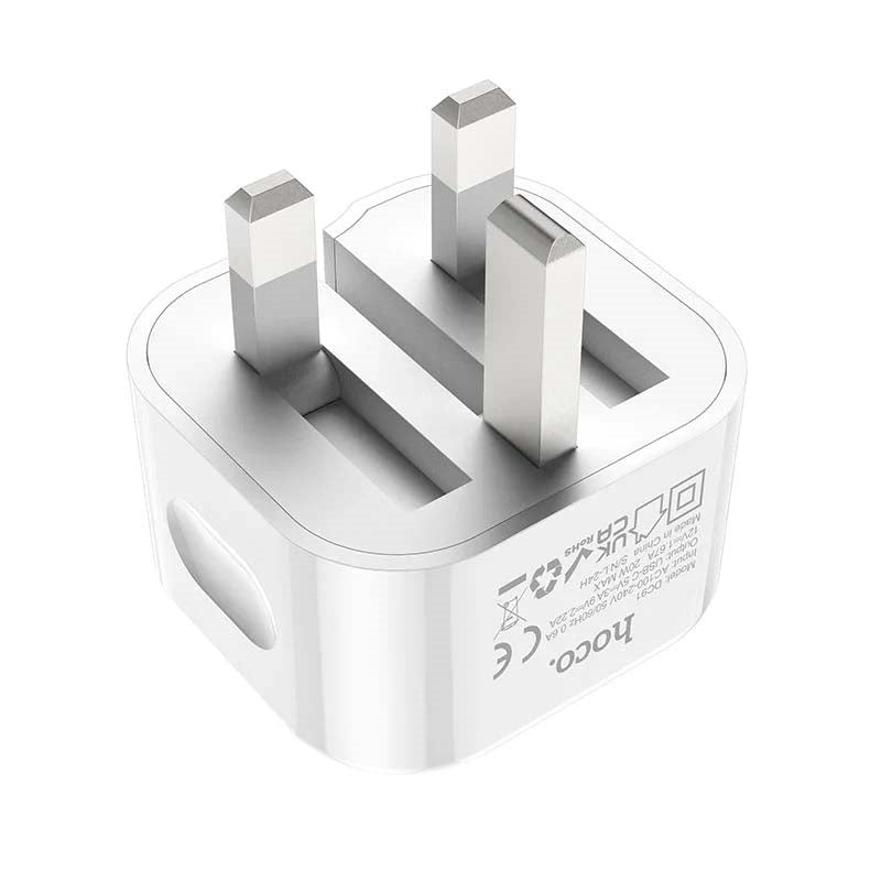 Hoco C155B Original Foldable Single Port PD 20W Charger White