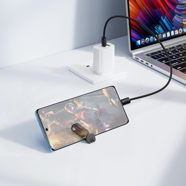 Hoco X126 3-In-1 PD60W Lanyard / Phone Holder Charging Cable Type C-C L=0.35M Black