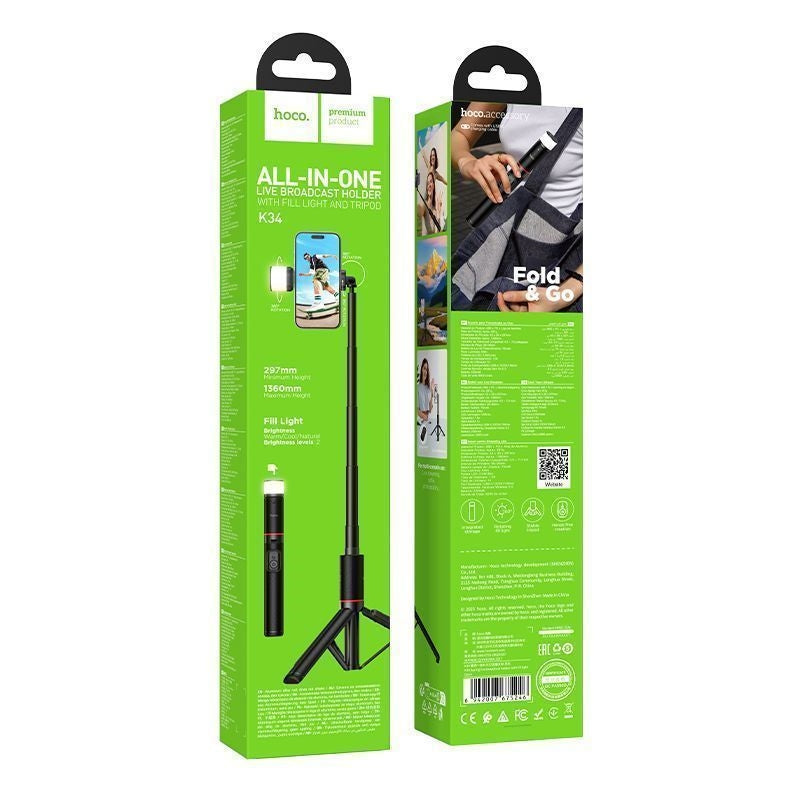 Hoco K34 Spring Live Broadcast Holder With Fill Light