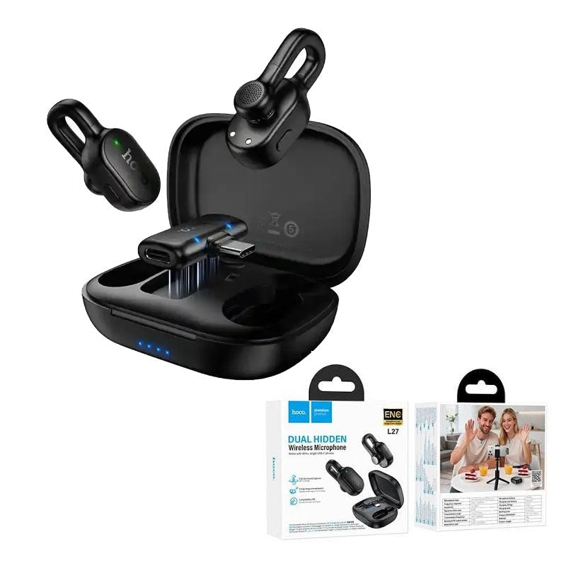 Hoco L27 Type-C Ice Hidden 2 Wireless Microphone Black