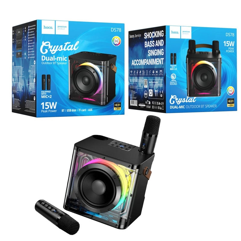 Hoco DS78 Deep RGB 15W Dual-Mic Wireless Bluetooth Speaker Black