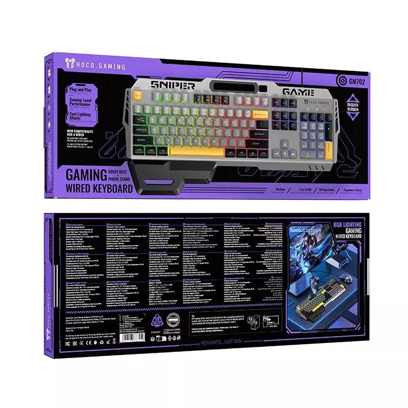 Hoco GM702 Vistoso Wired Gaming Keyboard English Version Black